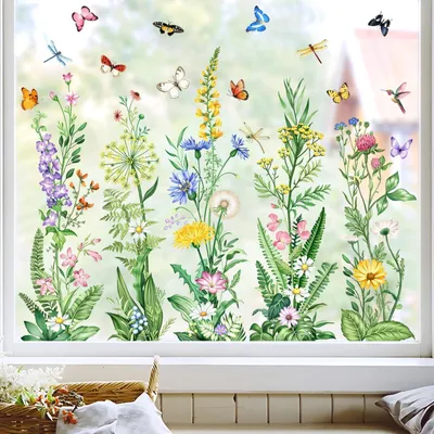 Immagine prodotto di Adesivi per finestre a forma di fiori e farfalle per la decorazione