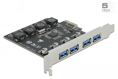 Obrázek produktu pro DeLOCK PCI Express x1 Karta na 4 x externí USB Typ-A samice SuperSpeed USB (USB 3.2 Gen 1), PCIe, USB 3.2 Gen 1 (3.1 Gen 1), PCIe 2.0, Čína, 5 Gbit/s, 0 - 40 °C