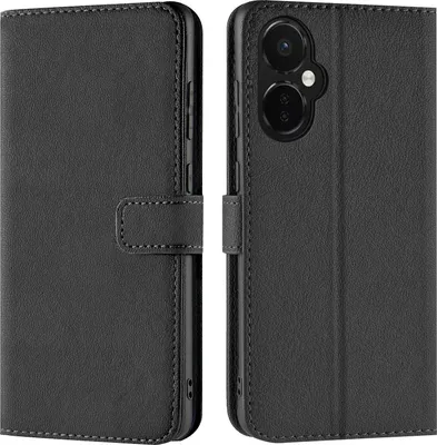 A black book-style phone case for a OnePlus Nord CE 3 Lite is shown from the front and back.