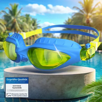Produktbild von KIDVERSE Schwimmbrille Kinder - Bequeme Taucherbrille Kinder 3 Jahre bis 13 - e Kinderschwimmbrille mit UV-Schutz & Antibeschlag Schutz - Schwimmbrille Mädchen & Jungen