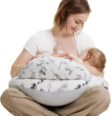 Obrázok produktu pre Momcozy Podložka na dojčenie s bezpečnostným obvodom – Ergonomická podložka na dojčenie s nastaviteľným pásom a odnímateľným bavlneným poťahom