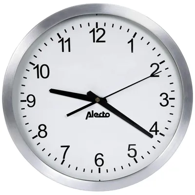 Analoge Wanduhr 30 cm, silber, leises Quarzwerk, Metall