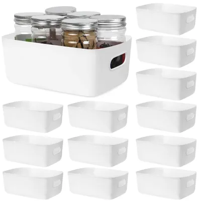 Image de Omgoods - Boîtes de rangement en plastique avec poignées, lot de 12