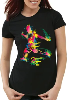 Produktbild von style3 EM 2021 2022 Deutschland Fußball T-Shirt Damen Fussball Europa-Meisterschaft Fan-Shirt, Farbe:Schwarz, Größe:S