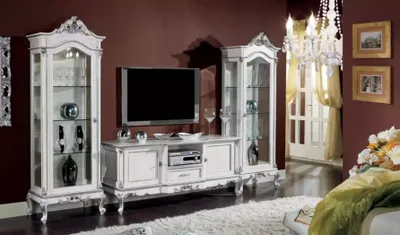 Produktbild von Wohnzimmer Set Wandregal TV-Ständer Wohnwand  2x Vitrine Design 3tlg.Neu