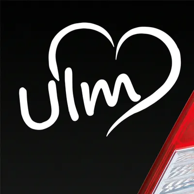 Produktbild von Auto Aufkleber Ulm Herz Stadt City City Love Liebe Heart 11,5x8 cm Weiss Matt Sticker Heckscheibenaufkleber