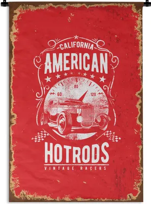 Produktbild von MuchoWow® Wandteppich Wandbehang Oldtimer - Auto - Amerika 90x135 cm Tapisserie Dekoration Wandtuch - Baumwolle - Wandskulptur