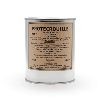 Produktbild von Comptoir D'Art - Schutzlack (0861) Für Eisenmetalle - Rostschutz - Korrosionsschutz - Metalllack (Matt, 500 ml)