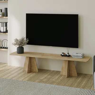 Image de Cairano - Meuble TV 180x42x40h cm Chêne Marron, Capacité 40 kg