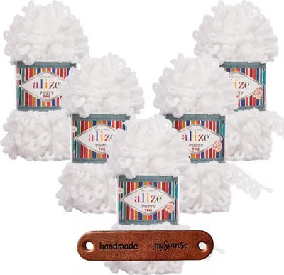 Produktbild von 5 x ALIZE Puffy Fine 55 White mit Label