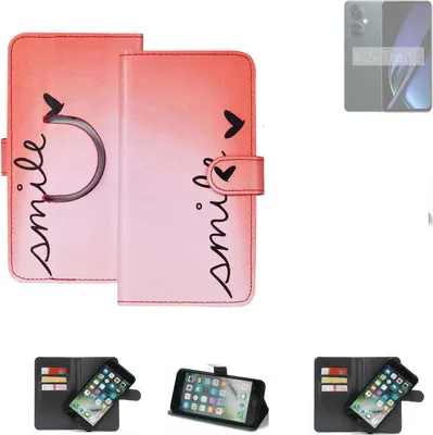 Produktbild von K-S-Trade Schutzhülle Handyhülle kompatibel mit Oppo K11x Hülle cover bookstyle Etui “smile“ rot Standfunktion Kameraschutz (1Stk)