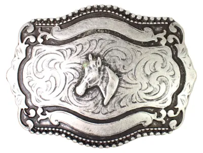 Produktbild von FRONHOFER Pferdekopf Gürtelschnalle silber, Westernschnalle, 4 cm
