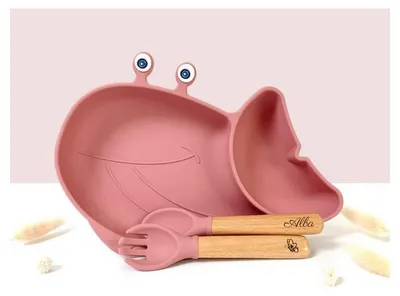 Immagine prodotto di Les Petits Citrons Set da pasto forma balena posate rosa