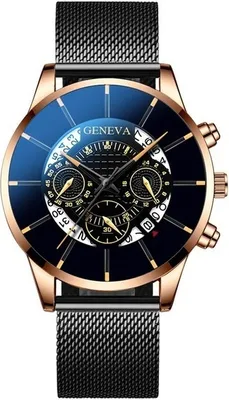 Produktbild von Elegante Hank Herrenuhr in Schwarz und Golden Rosa 1 KP12148