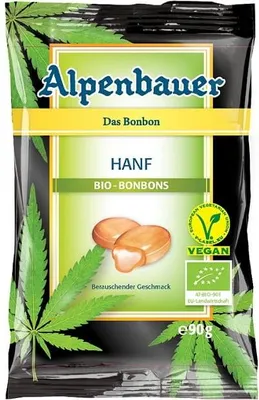 CUKIERKI Z NADZIENIEM O SMAKU MANGO - NASIONA KONOPI BIO 90 g - ALPENBAUER