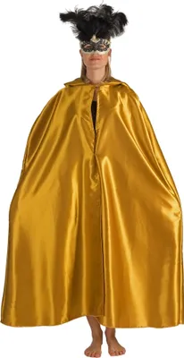 Venezia Kostüm Umhang mit Kapuze gold für Erwachsene Fasching Karneval Mottoparty Unisex-Kostüm Kostüm-Zubehör Maskenball Barock Venedig