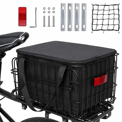Immagine prodotto di Cestino posteriore per bicicletta, di grande capacità, con copertura impermeabile, capacità di carico di 35 kg, adatto per portapacchi