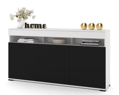 Produktbild von Große Kommode Fernsehschrank LUNA 3D Weiß Matt/Schwarz 120cm
