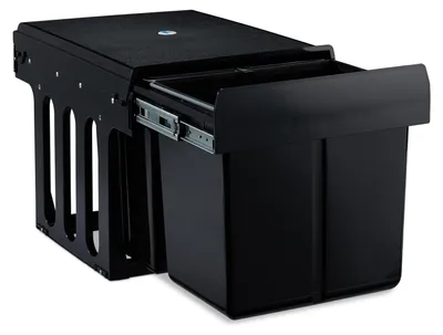Image de Poubelle encastrable - Poubelle de tri pour placard de cuisine - 3 compartiments - 15 l et 2 x 8 l - Noir