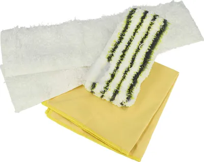 A set of cleaning cloths for a steam cleaner.