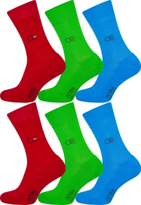 Produktbild von OCERA 6 Paar Wellness Socken Baumwolle NEU mit Frotteesohle + handgekettelter Spitze Uni Damen + Herren in modernen Farben Rot, Grün, Blau Gr. 43-46