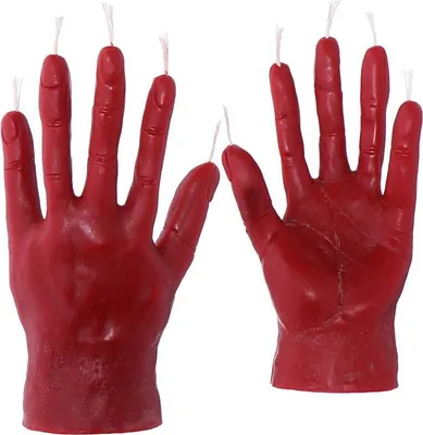 Produktbild von 2x Bienenwachs Rumeshand Rot Kerze Handarbeit Ritualkerze Hand 36318