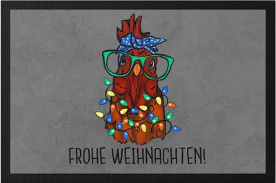 Produktbild von Frohe Weihnachten Fußmatte Truthahn Weihnachtsdekoration Lichterketten Merry Christmas Weihnachtsessen