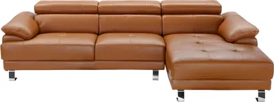 Produktbild von Rechtes Ecksofa aus hochwertigem Leder in der Farbe Karamell - EXCELSIORA