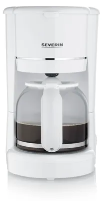 Produktbild von Severin Filterkaffeemaschine mit Glaskanne, Kaffeemaschine mit Permanentfilter, bis 10 Tassen (1,25L), Warmhaltung, Auto-Abschaltung, 900W, weiß, KA 4323