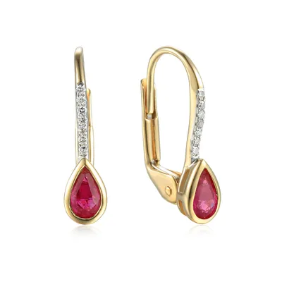 Produktbild von 585er Gelbgold Ohrhänger Rubin 0,46ct. und 14 x Diamanten 0,03ct.