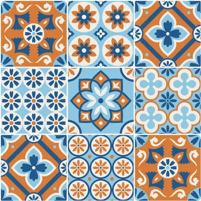 Zdjęcie produktu dla Samoprzylepne naklejki na płytki do kuchni i łazienki – 9 naklejek w stylu Azulejos Patrina – 9 naklejek, 20 x 20 cm