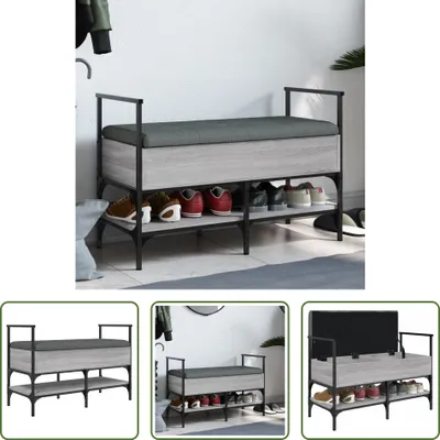 Obrázek produktu pro The Living Store Lavice na boty Grey Sonoma 85,5x42x57,5 cm Materiál na bázi dřeva