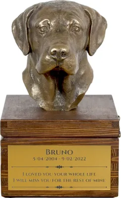 Zdjęcie produktu dla Labrador Retriever - urna na prochy psa ze statuetką, mała urna dla psa, personalizowana urna z popiersiem psa marki Art-Dog