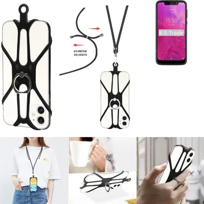 Produktbild von K-S-Trade 3in1 Handykette Handyband Handykordel Halsband Smartphone-Ring Handy-Ring kompatibel mit T-Mobile REVVLRY Fingerhalterung Handyring