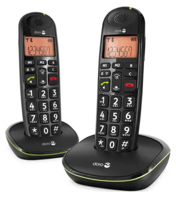Obrázek produktu pro Doro PhoneEasy 100w Duo, DECT telefon, Hlasitý odposlech, 20 pol., Černá