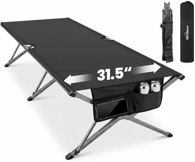 Imagen del producto de Cama plegable para exteriores, 210 x 80 x 60 cm, cama de camping ancha, capacidad de 200 kg