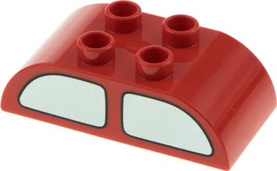 Produktbild von 1x Lego Duplo Dachstein 2x4 rot Stein doppelt gewölbt 2 Auto Fenster 98223pb001