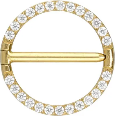 Produktbild von Brustwarzenpiercing, Titan Nippelpiercing Clicker RING + EINGEFASSTE KRISTALLE Gold Innendurchmesser: 14 mm
