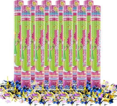 Produktbild von Party Factory Bibi Blocksberg Party Popper 12er Set, 40 cm Konfettikanone mit bunt schimmerndem Konfetti