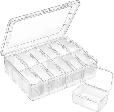 Image de Boîtes de rangement en plastique, peu encombrantes, 3 grandes, 36 petites