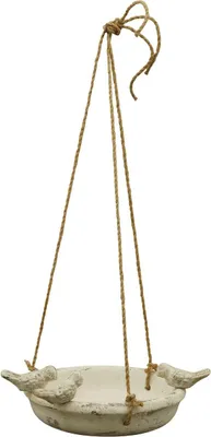 Image de Exner | Bain d'oiseaux suspendu - 32,5 cm - Couleur crème - Design rustique - Idéal pour le jardin et le balcon