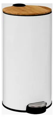 Produktbild von Mülleimer mit Bambusdeckel 30l in Weiß