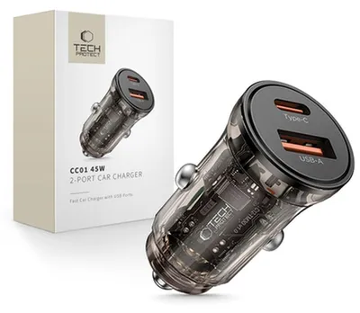 Image de Tech-Protect Cc01 2-Port Car Charger Pd45W/Qc3.0 Black