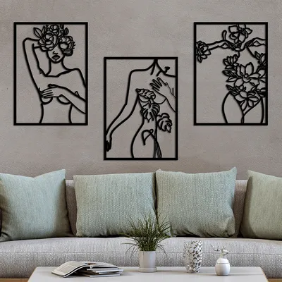 Obrázek produktu pro Wallity, Kovový ženský akt, Dekorativní kovový doplněk na zeď, 100 % KOV, černý, 50 x 70 cm