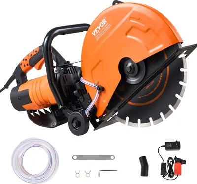 Obrázok produktu pre VEVOR elektrická píla na betón, 356 mm, vysoko výkonná kotúčová píla 2800 W, hĺbka rezu 127 mm, mokro-suchá kotúčová píla s vodovodným potrubím, vodným čerpadlom, pílovým kotúčom, na kameň a tehly