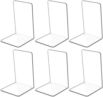 Produktbild von 3 Paar Acryl-Buchstützen für Regale, rutschfest, für Schlafzimmer, Bibliothek, Büro, Schule und Schreibtisch-Organizer