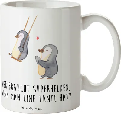 Produktbild von Mr. & Mrs. Panda Kaffeebecher Lieblings-Tante - Weiß - Geschenk, Heldin, Nichte, Verwandtschaft, Becher, Neffe, Handarbeit, Tasse, Keramiktasse, Geburtstage, Teetasse