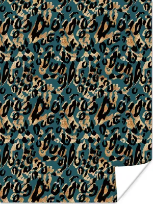 Produktbild von MuchoWow® Poster Gold - Pantherdruck - Türkis 90x120 cm - Wohnzimmer