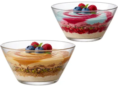 Dessertschalen aus Glas, Set mit 6 Stück, 345 ml, stapelbar