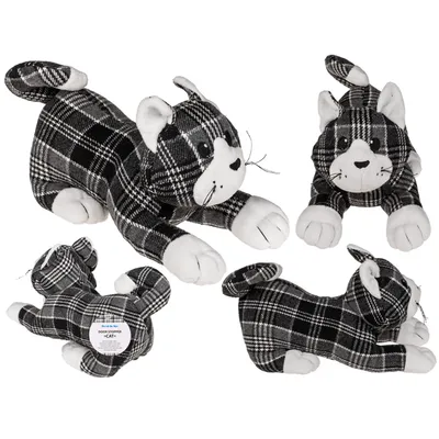 Produktbild von OOTB Schwarz/grau/weiß karierter Türstopper Katze